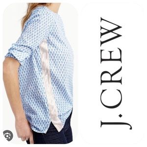 2/$18  J. Crew Popover Floral Gold Lame Side Striped Block Print HYDRANG…